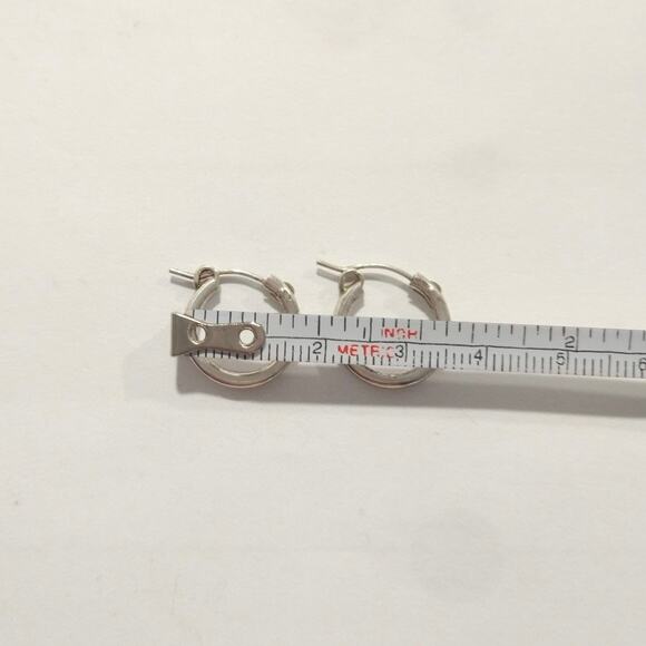 JWK 925 Sterling Silver Huggie Hoop Earrings Small Signed Women Girls Jewelry - Picture 8 of 11